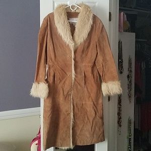 Wilson's Leather Suede and fur trench coat